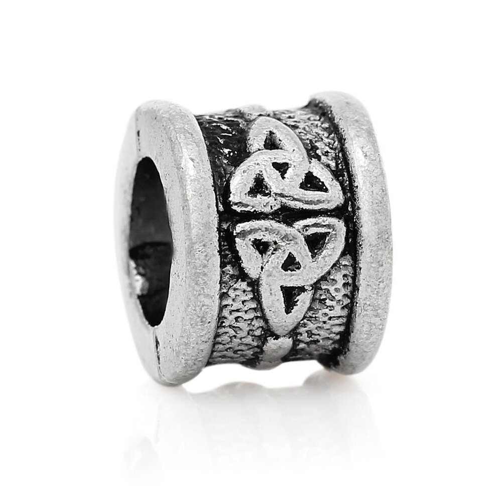 5108 25pc Antiqued Silver Alloy Cylinder Celtic Knot Carved Charms Pendants